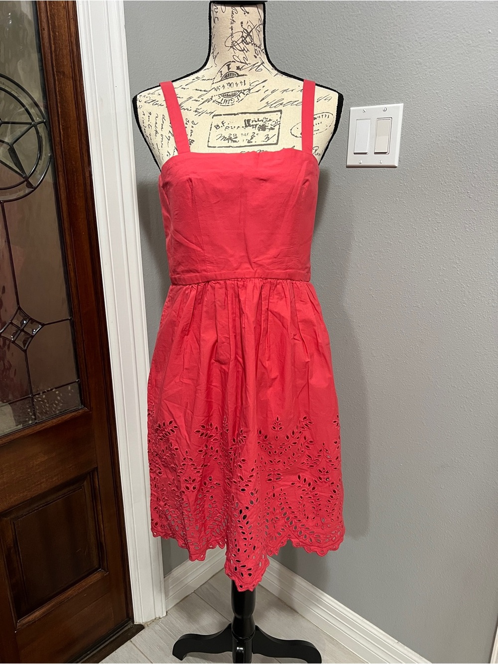 Isabel Marant Etoile Serena Eyelet Dress Coral 40 SS18